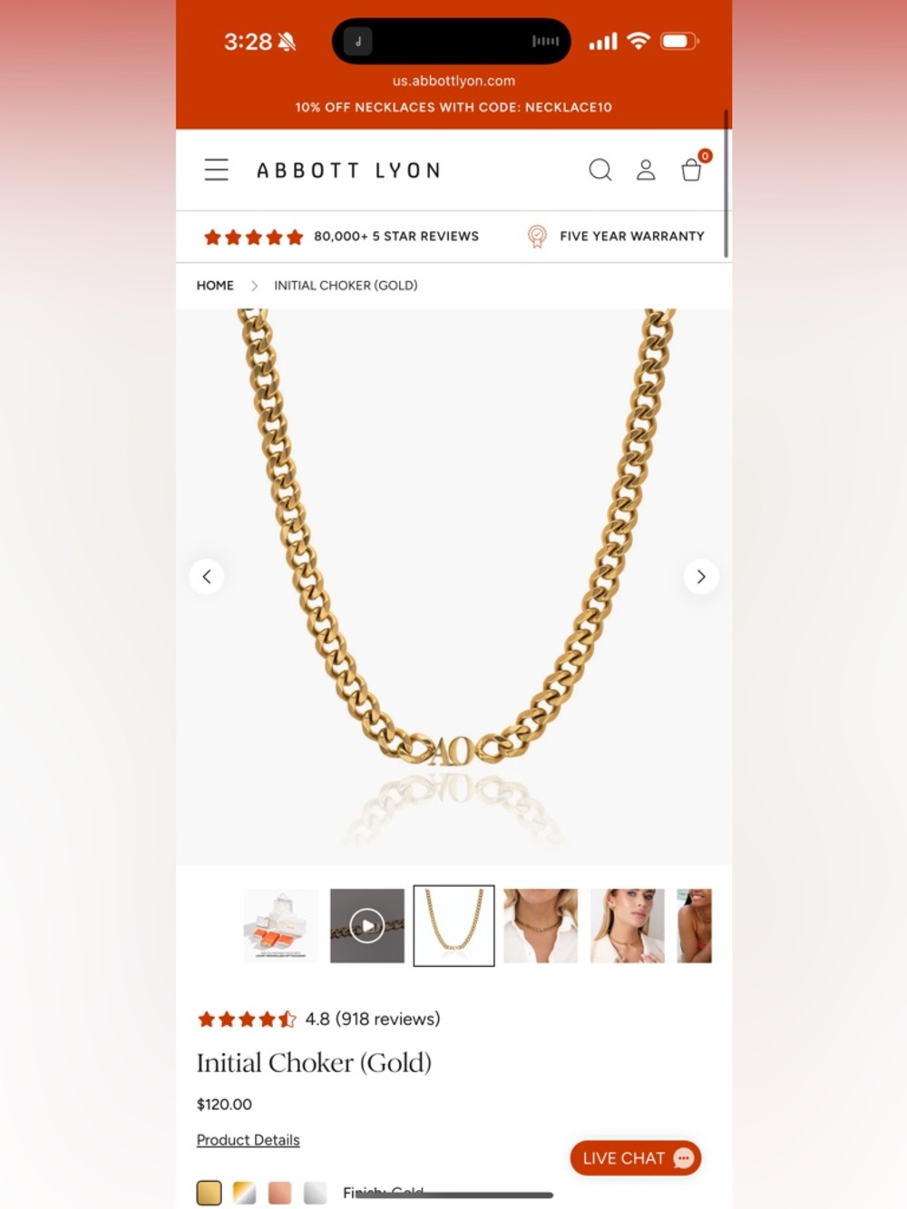 Abbott Lyon Gold Initial Choker Necklace - BG INITIALS
